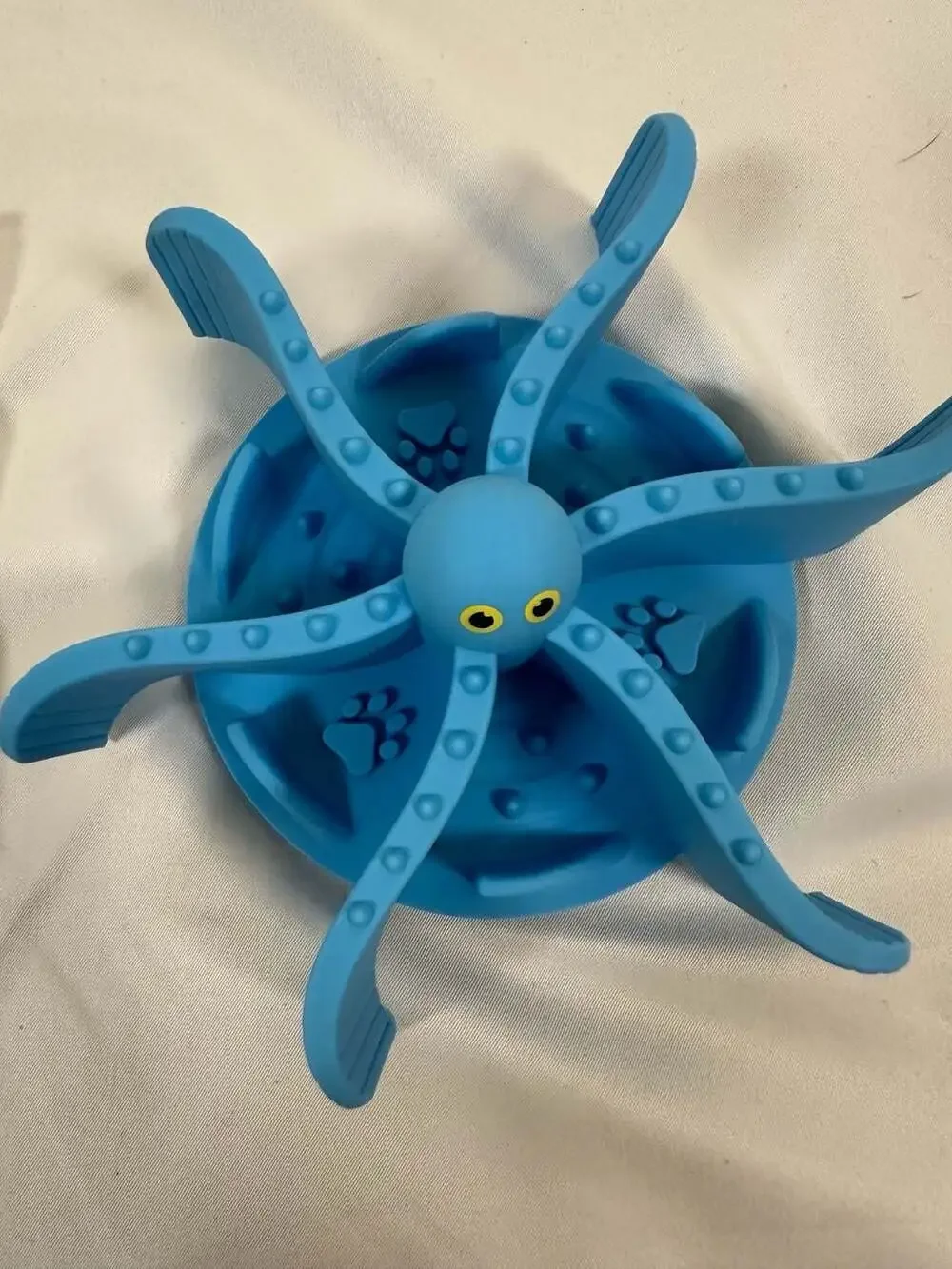 Bone Dry Ceramic Rainbow Paw Print Pet Bowl with Octopus Slow Feeder Insert